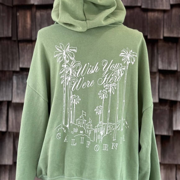 NWT Victoria’s Secret Pink Full zip-up Hoodie Green XL wishing You Were Here - Picture 2 of 8